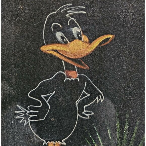 Daffy Duck Pantoja Original Signed Painting Velvet Framed c1970s 16.5x13.5" SS - Picture 4 of 6